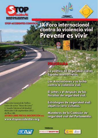 Cartel del IX Foro Internacional contra la Violencia Vial.